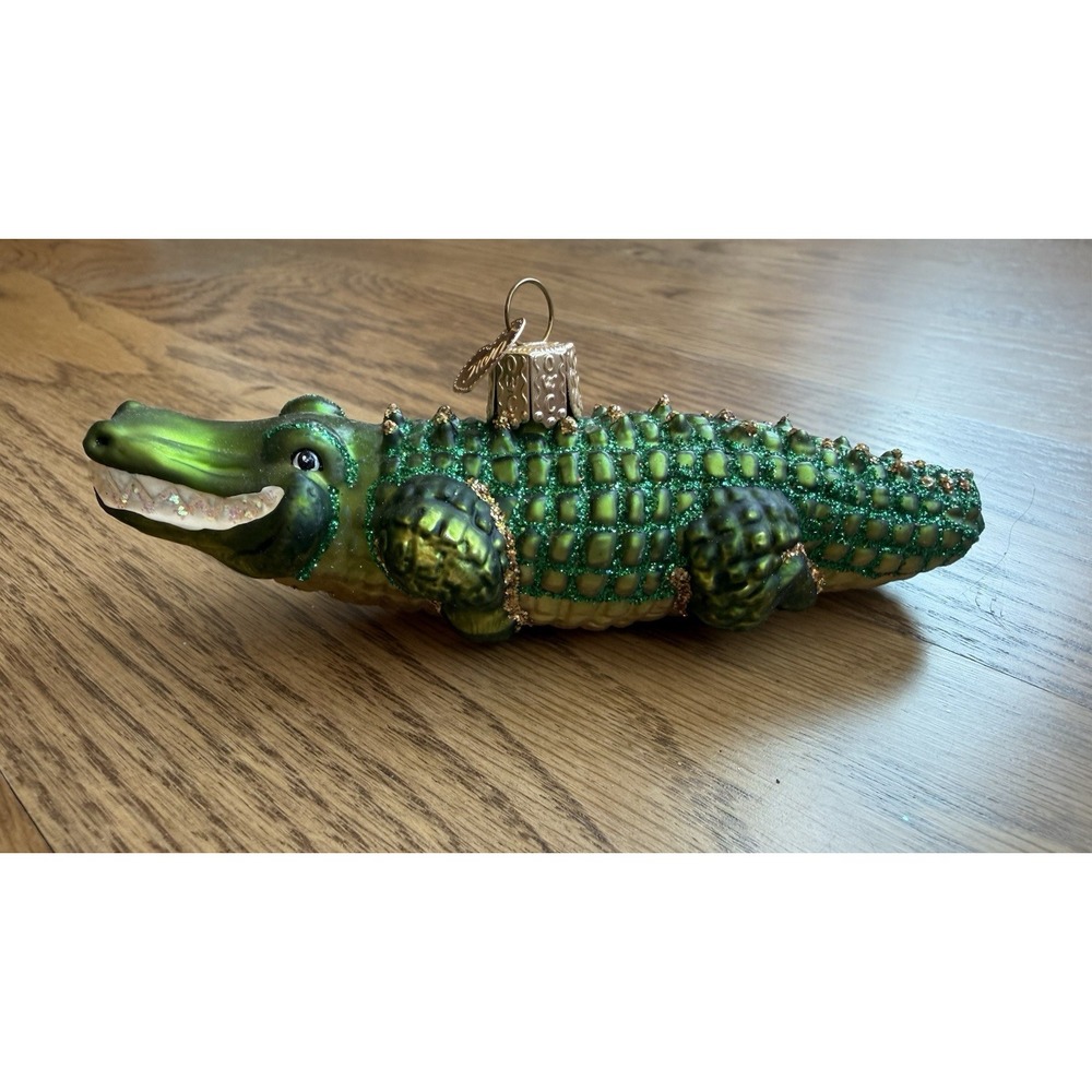 Old World Christmas Alligator Glass Ornament 5"